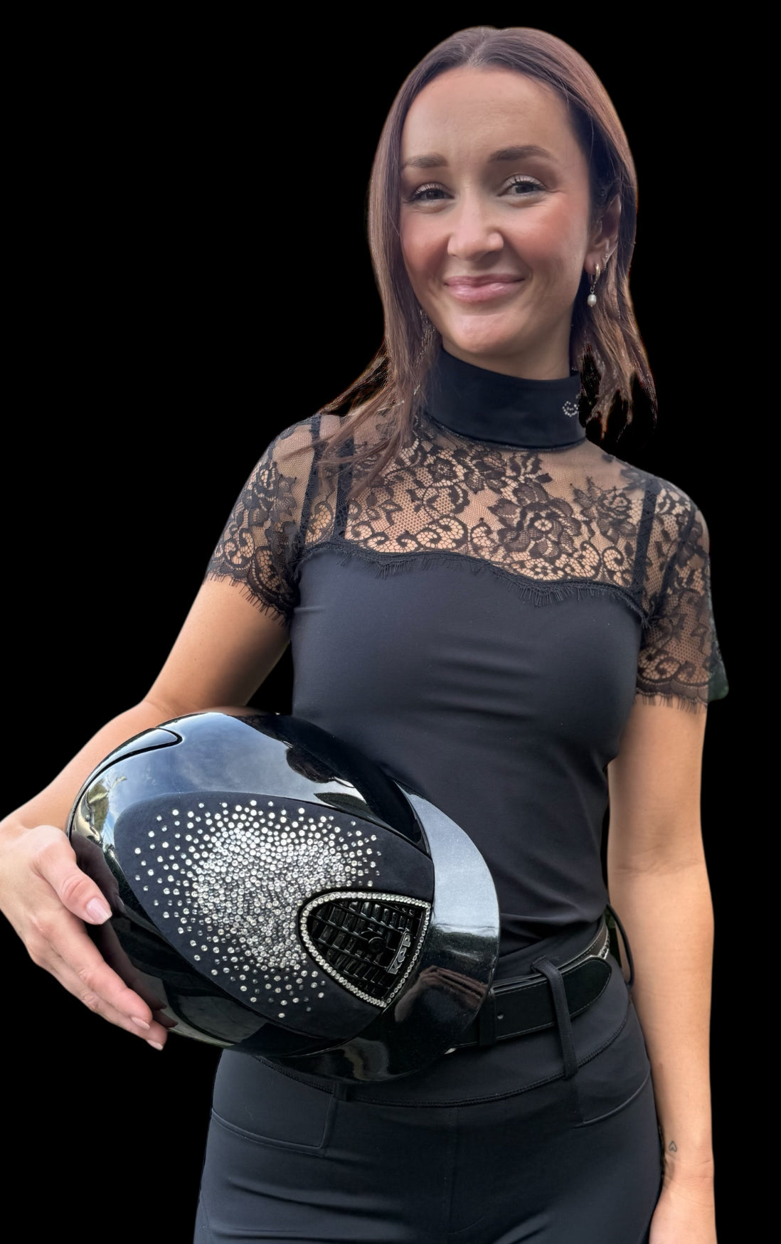 AUSTRALIAN MADE Shirt Sleeve Chantilly Lace Sleeve | The LINNY available in NAVY or BLACK